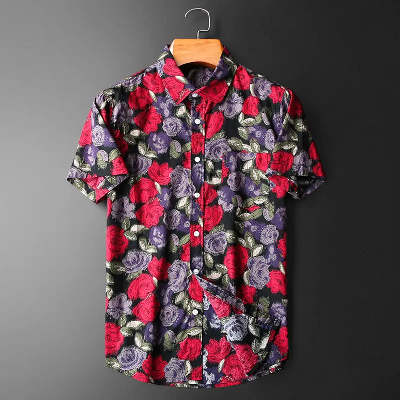 Rose Floral Printed Pattern Shirt