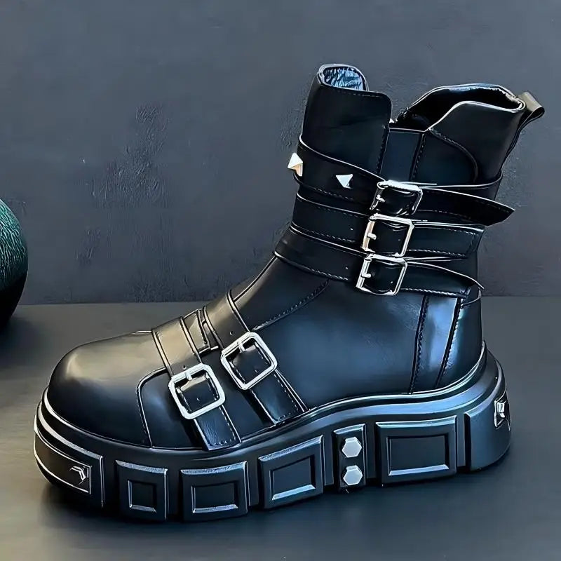 Split Leather Punk-Style Motorcycle Boots