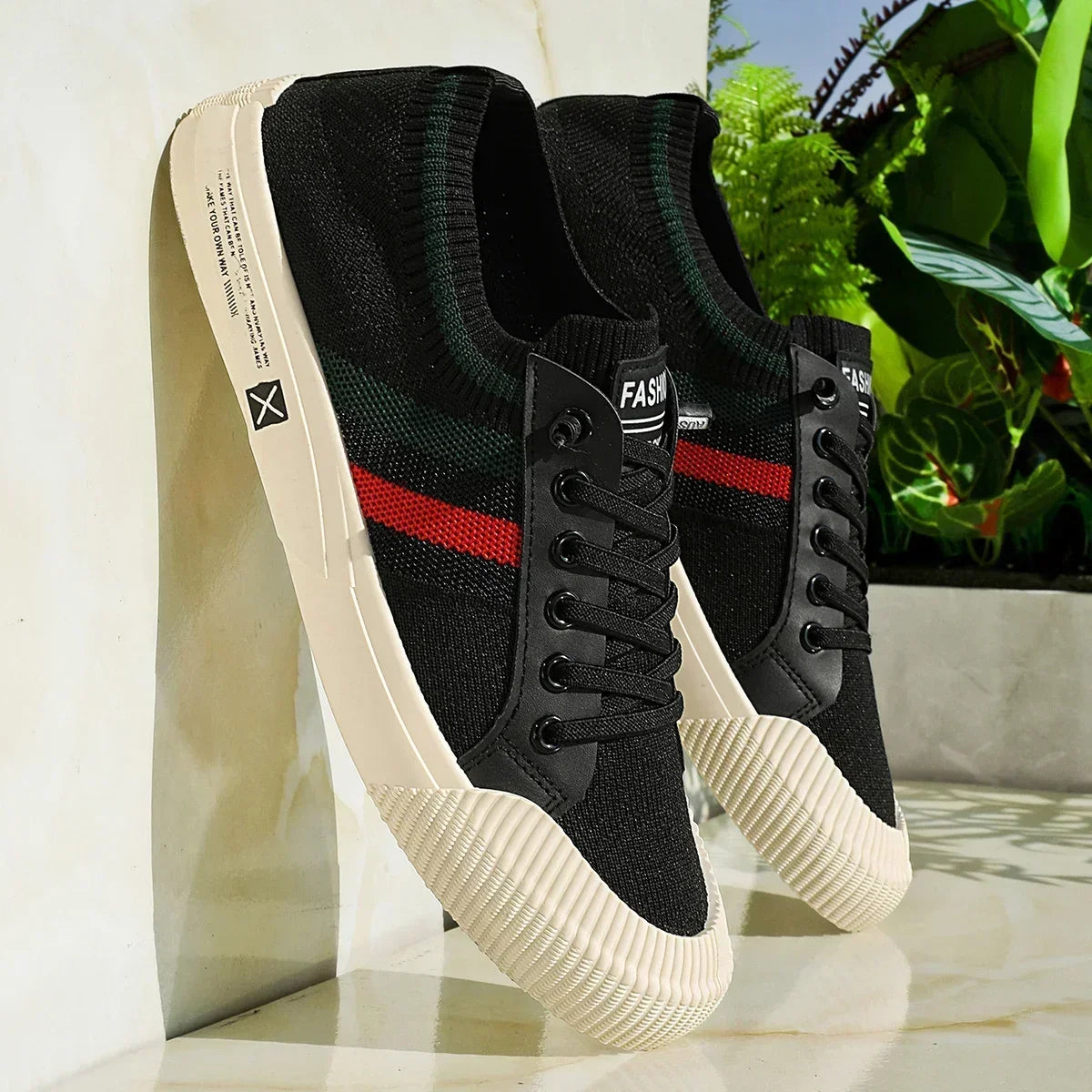Lines Fabric Low-Top Sneakers