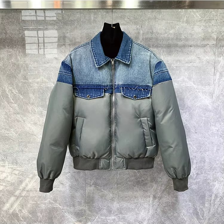 Fashion Thickened Denim Patchwork Jacket