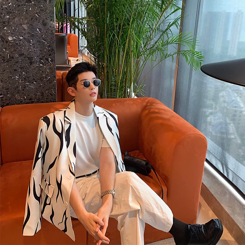 Zebra Pattern Cotton Polyester Blazer