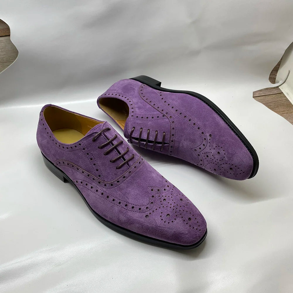 Soft Cow Suede Dots Oxfords Shoes