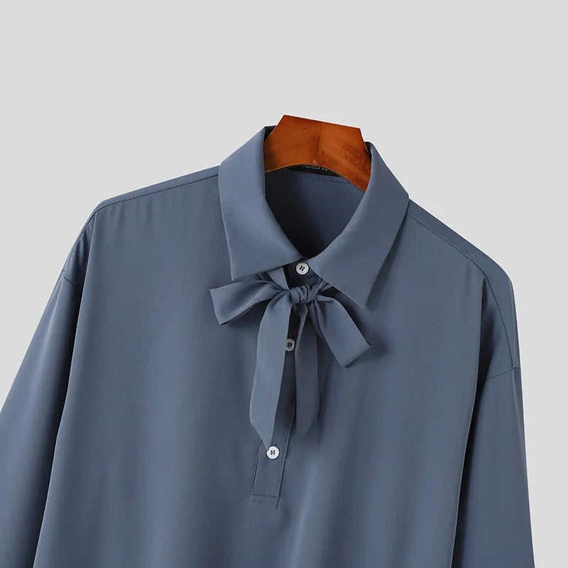 Solid Color Bow Knot Polo Shirt