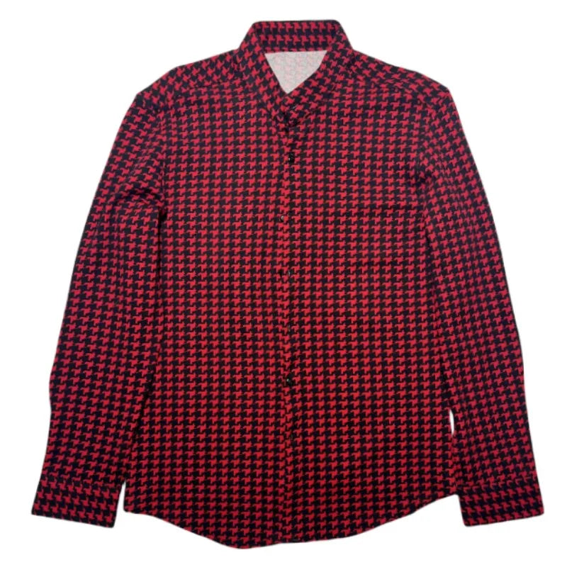 Houndstooth Pattern Long Sleeve Shirt
