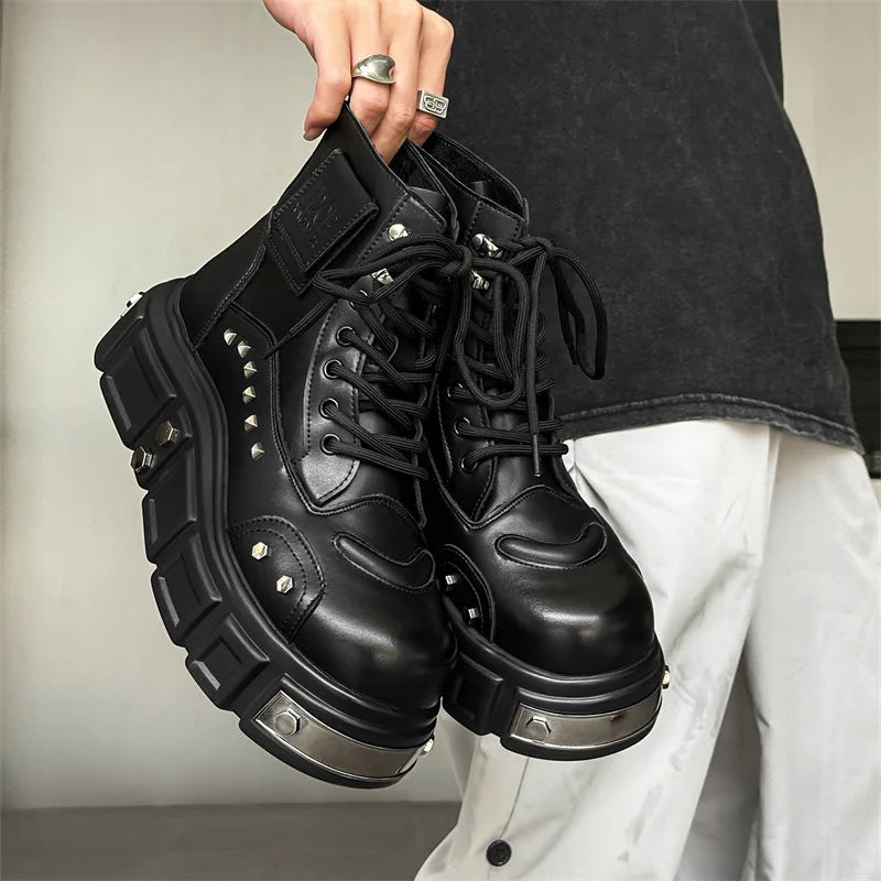Metal Punk Style Platform Boots