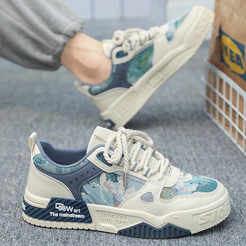 Abstract Painted Casual Patchwork Sneakers