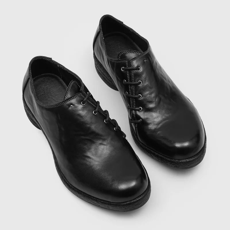 Sided Lace-Up Leather Derby Shoes