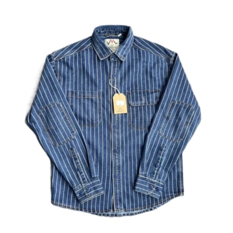 Retro Denim Cargo Striped Shirt