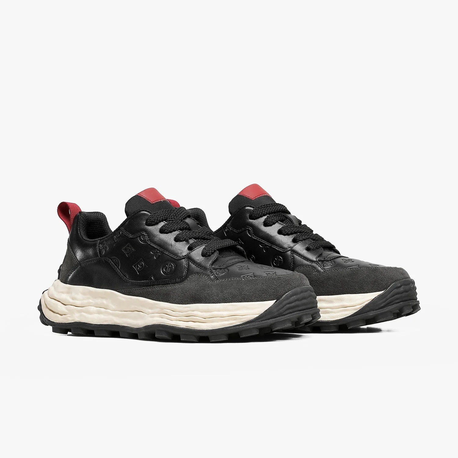 Embossed Layered Detail Platform Sneakers