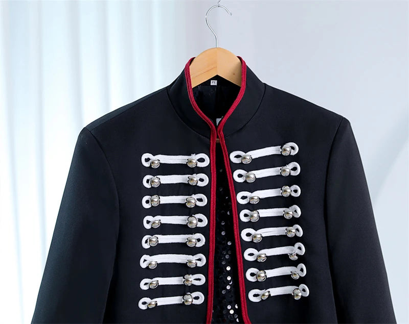 Steampunk Contrast Stand Collar Jacket