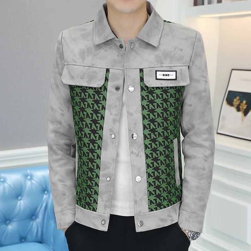 Fashion Patchwork Geometric Design Jacket