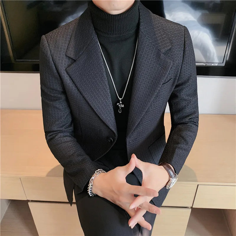 Stylish Textured Tuxedo Blazer