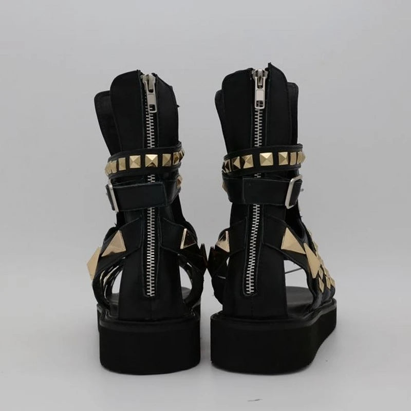 Hollow Platform Rivets Punk Gladiator Sandals