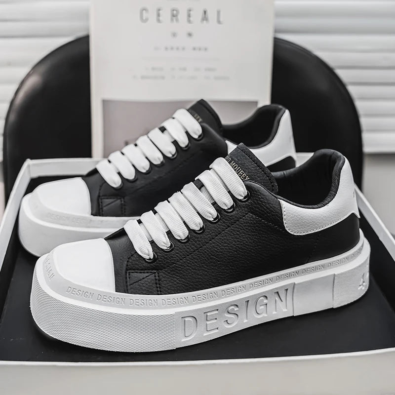 Comfortable Leather Low-Cut Platform Sneakers