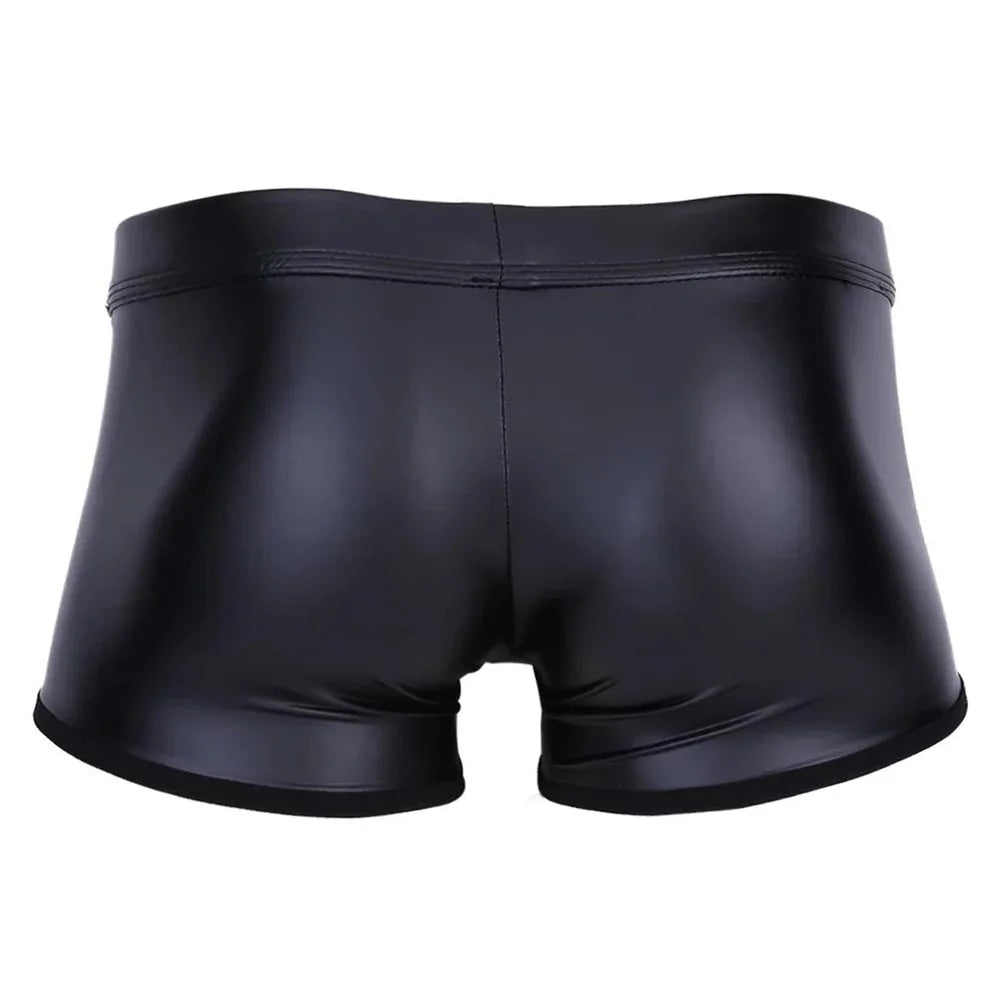 Black Hollow O-Ring Leather Boxer