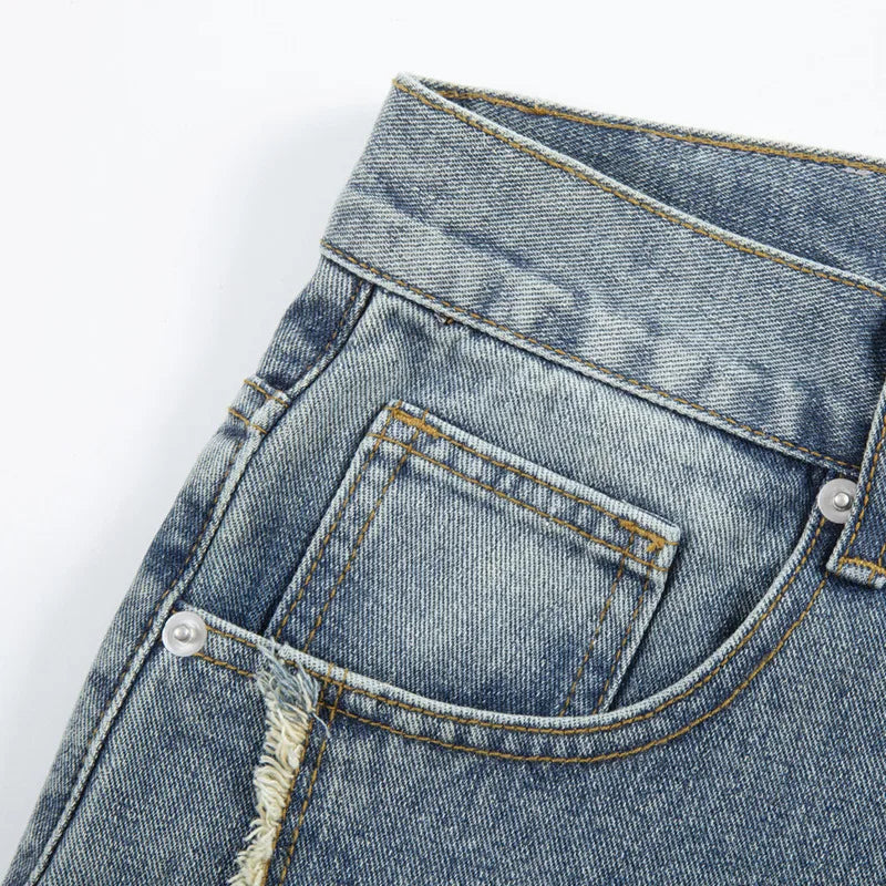 Pentagram Splicing Patchwork Denim Shorts