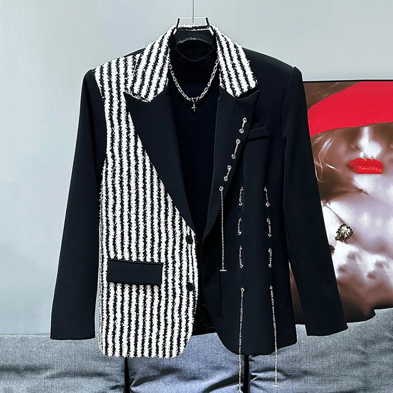 Patchwork Splicing Design Chain Blazer