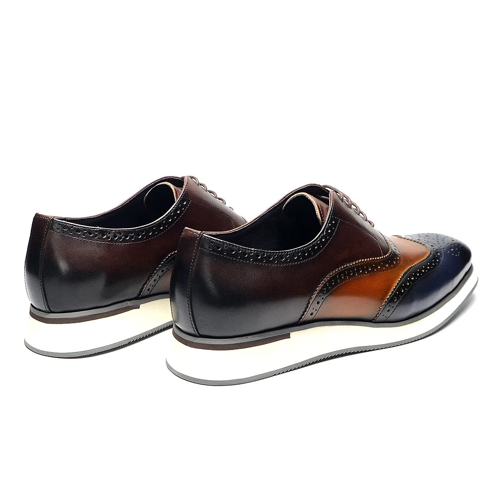 Fashion Color Block Men's Leather Shoes
