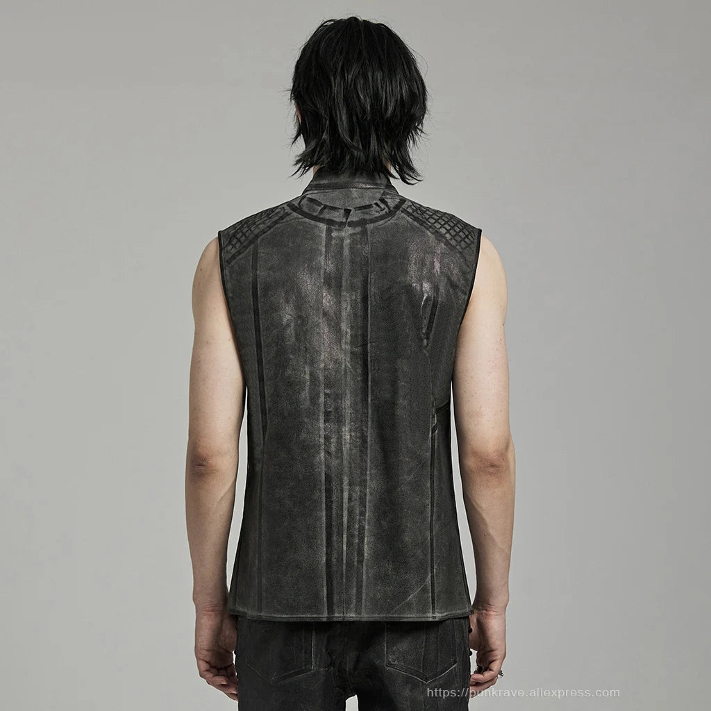 Black Punk Style Sleeveless Shirt