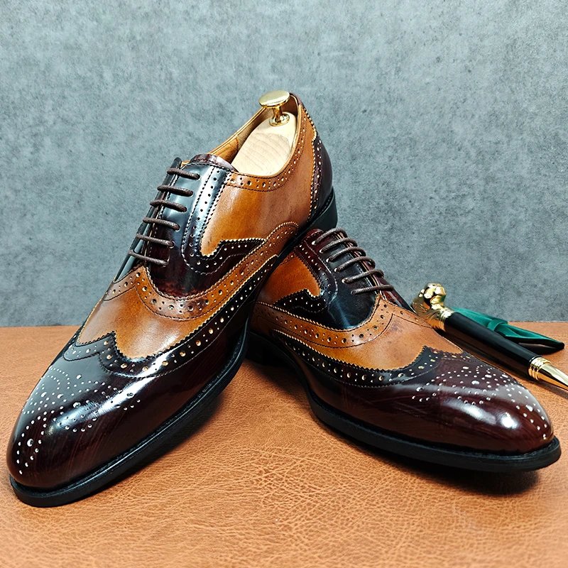 Brown Classic Design Brogue Style Shoes