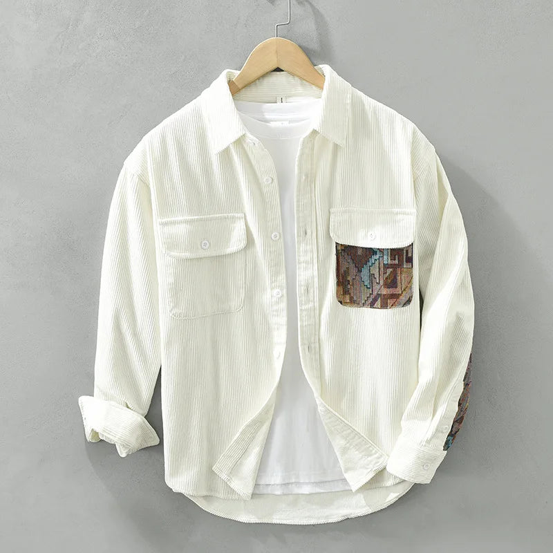 Corduroy Cotton Patchwork Pocket Shirt