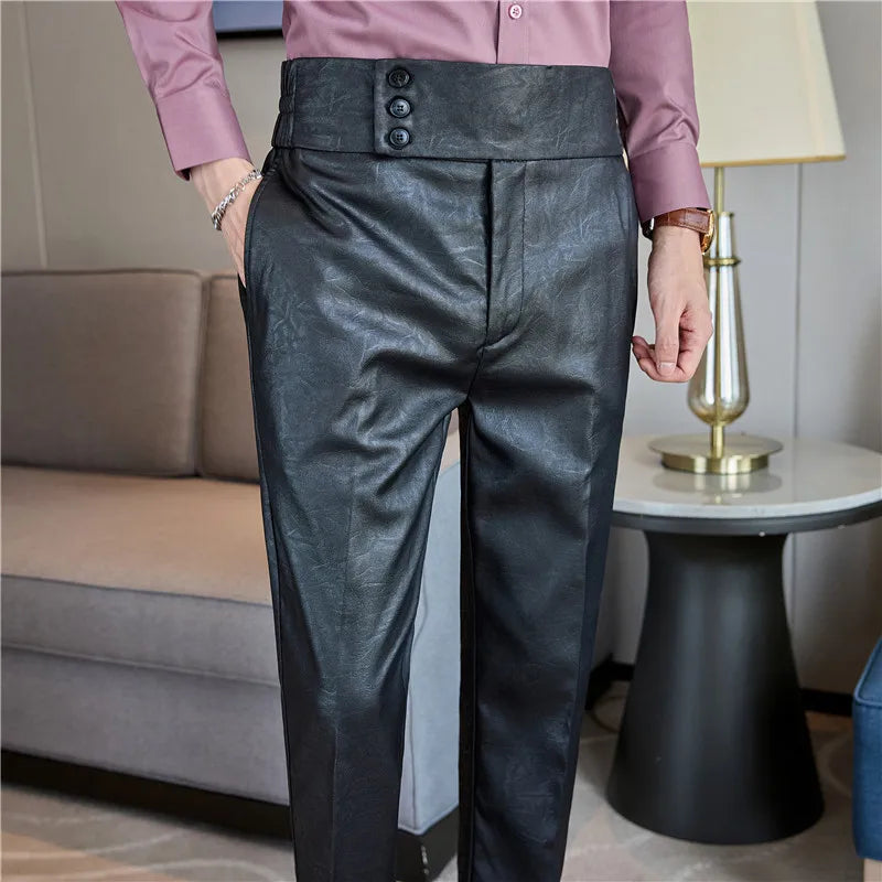 Fashion Glossy Jacquard High Waisted Trousers