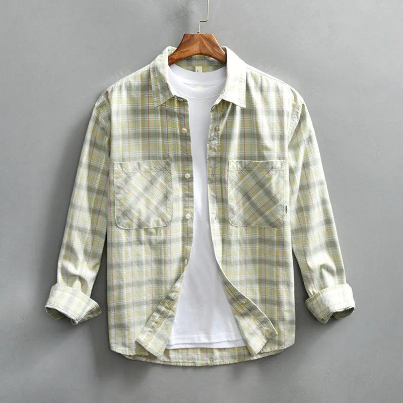 Cotton Retro Plaid Men's Shirt