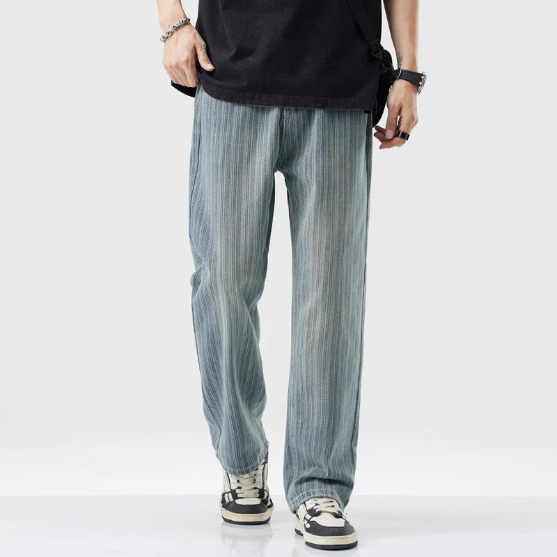Classic Stripes Cotton Denim Jeans