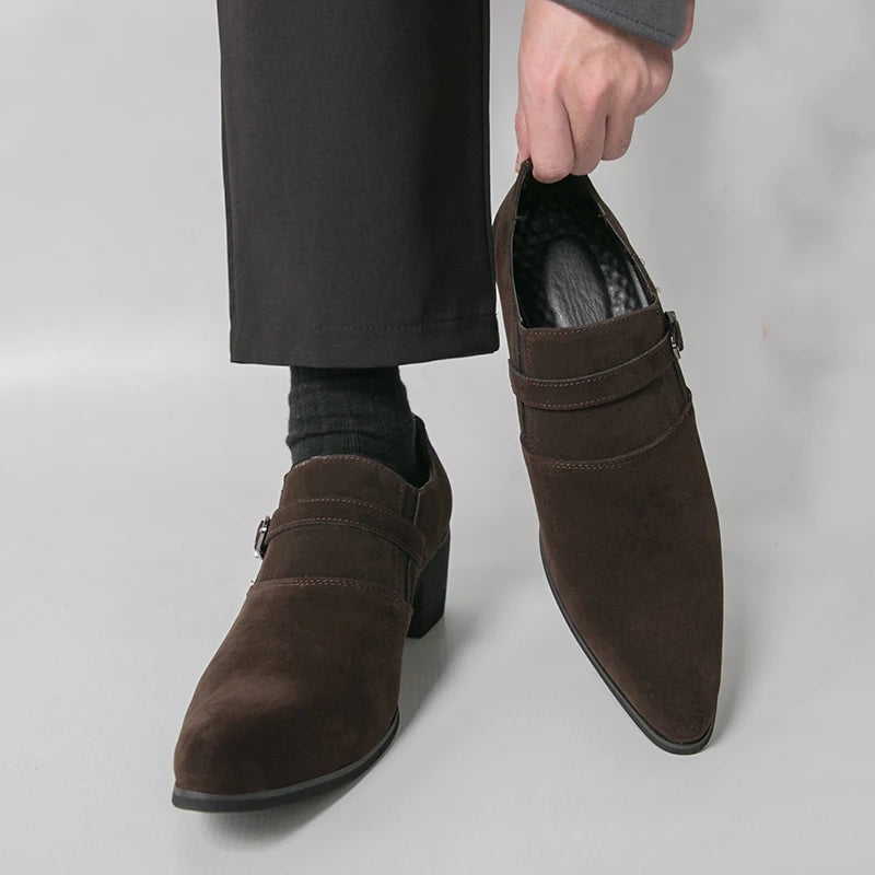 Suede Heeled Banquet Men's Shoes