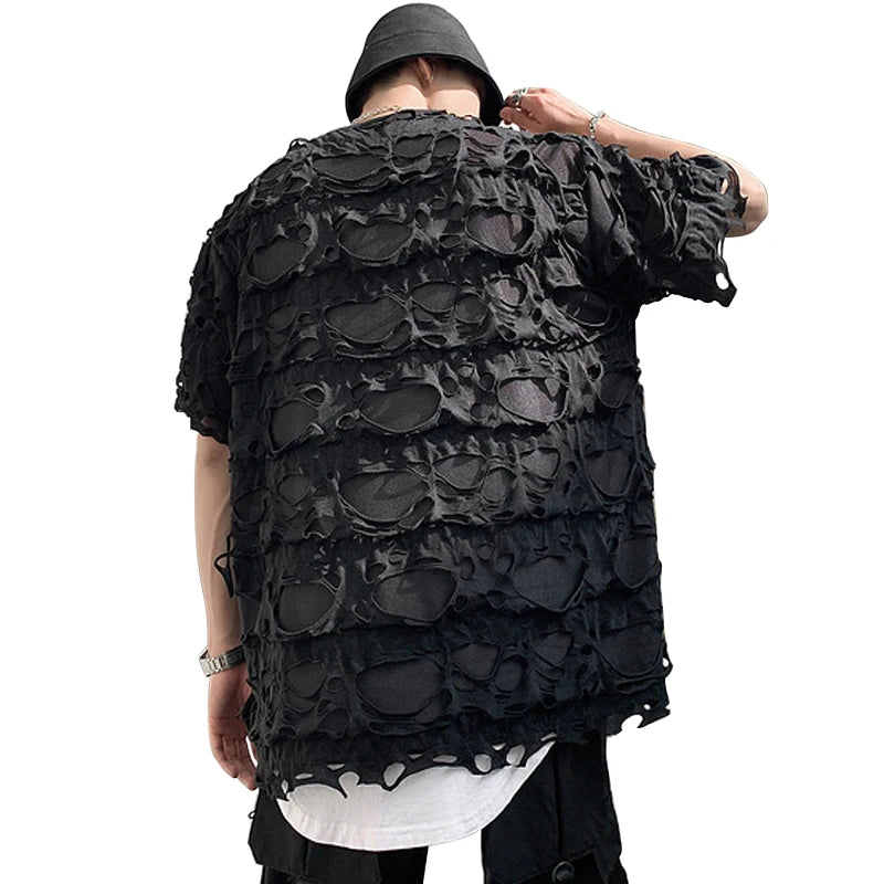 Ripped Hip Hop Distressed Hole Oversized T-Shirt