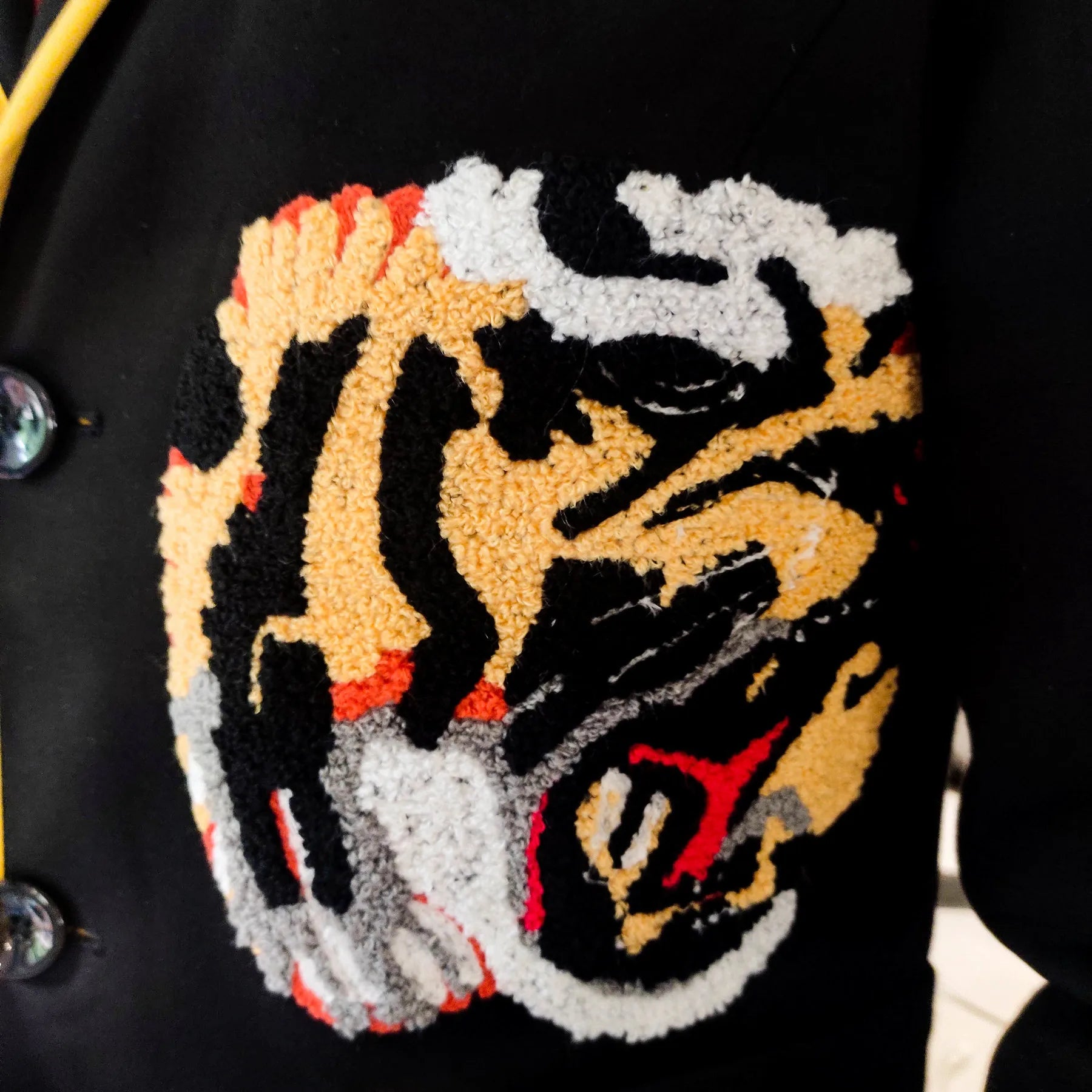 Black Flocking Tiger Head Blazer