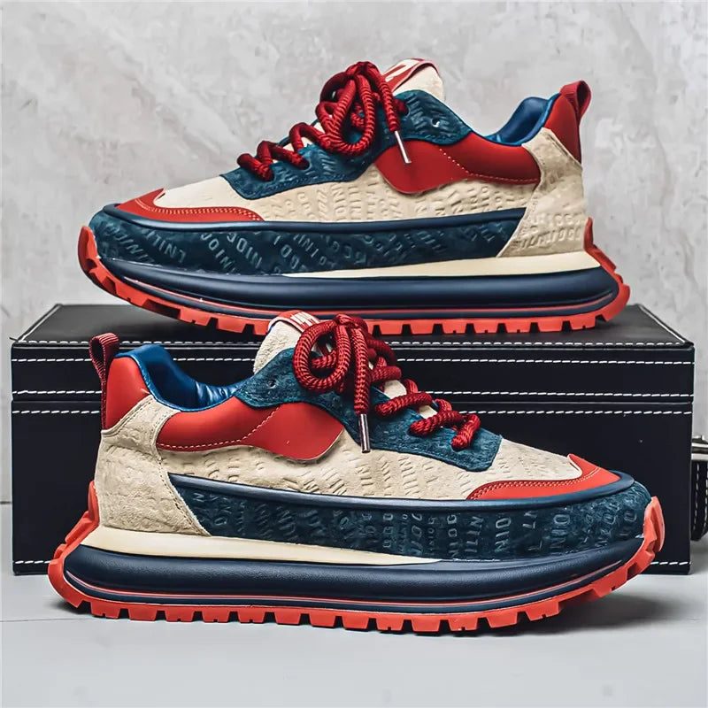 Letter Pattern Thick Bottom Men's Sneakers