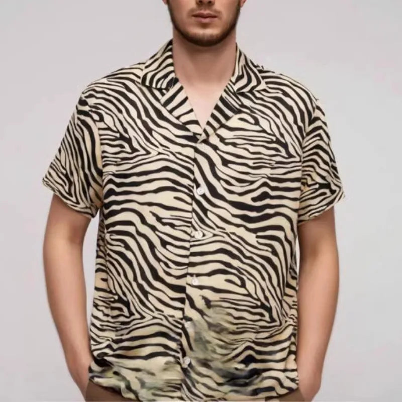 Tiger Skin Printed Short Sleeve Shirt