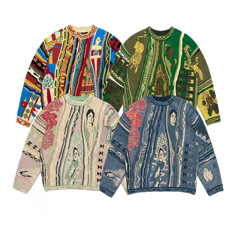 Geometric Art Color-Block Sweater
