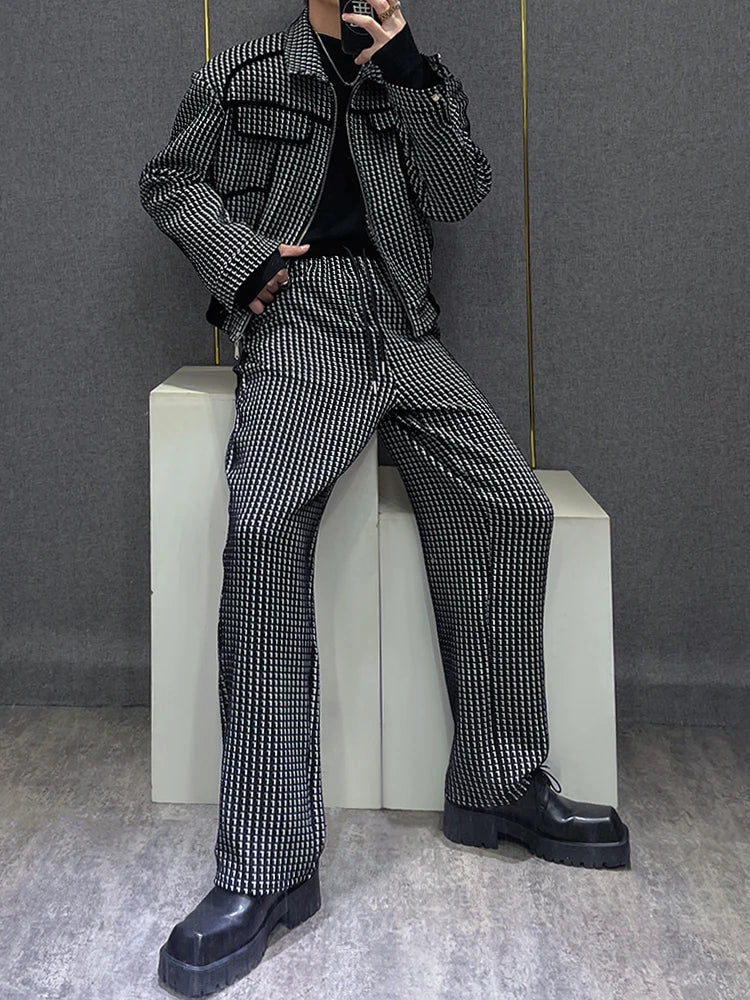 Lattice Pattern Jacket Pants Set