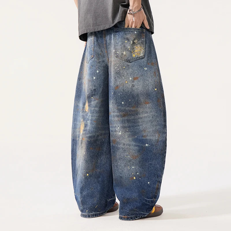 Ink Splash Graffiti Barrel Jeans