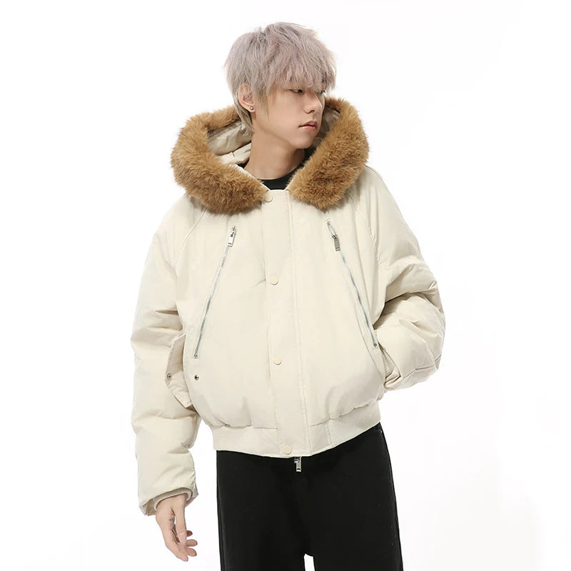 Large Fur Collar Hooded Men's Jacket