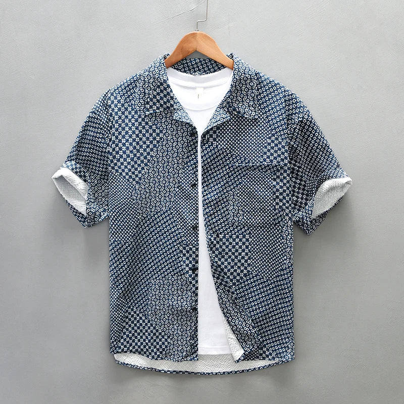 Plaid Patchwork Short Sleeve Shirt