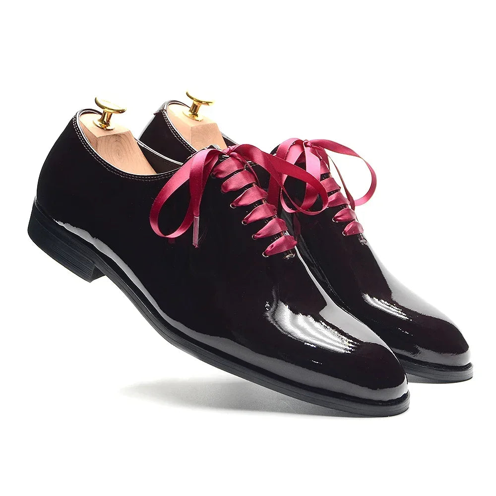 Contrast Lace-Up Smooth Leather Shoes