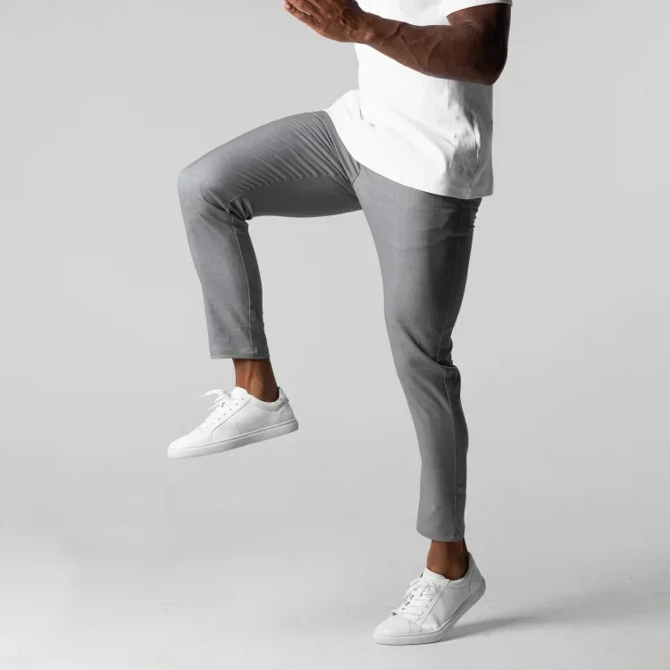 Solid Stretchy Mid-Waist Men's Pants