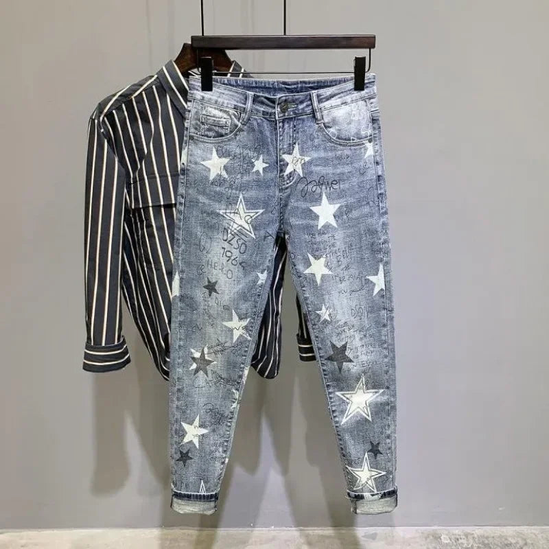 Stars Painted Ankle-Length Jeans