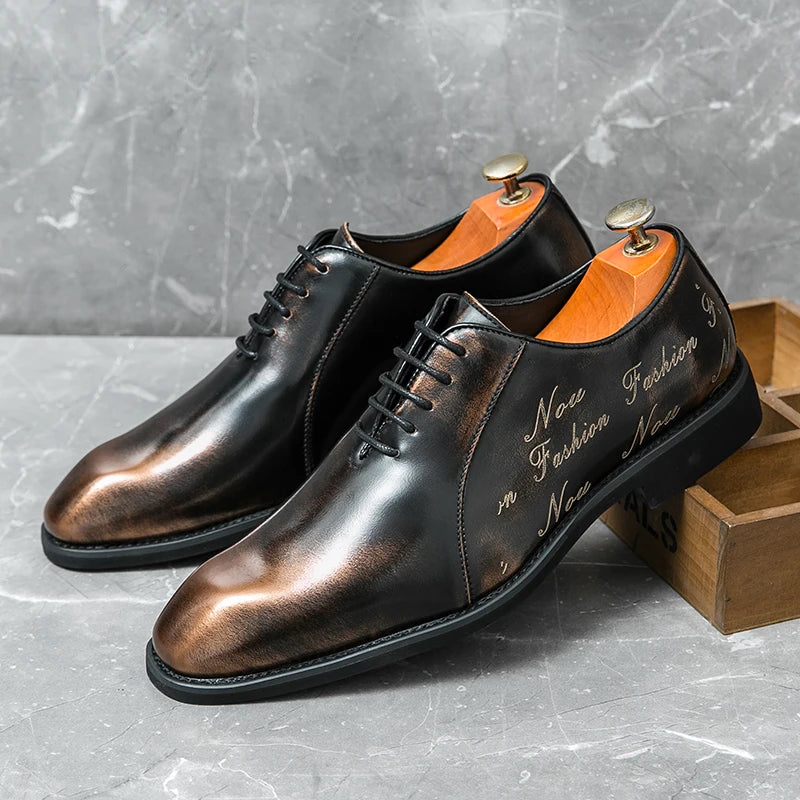 Letter Graving Formal Oxford Shoes