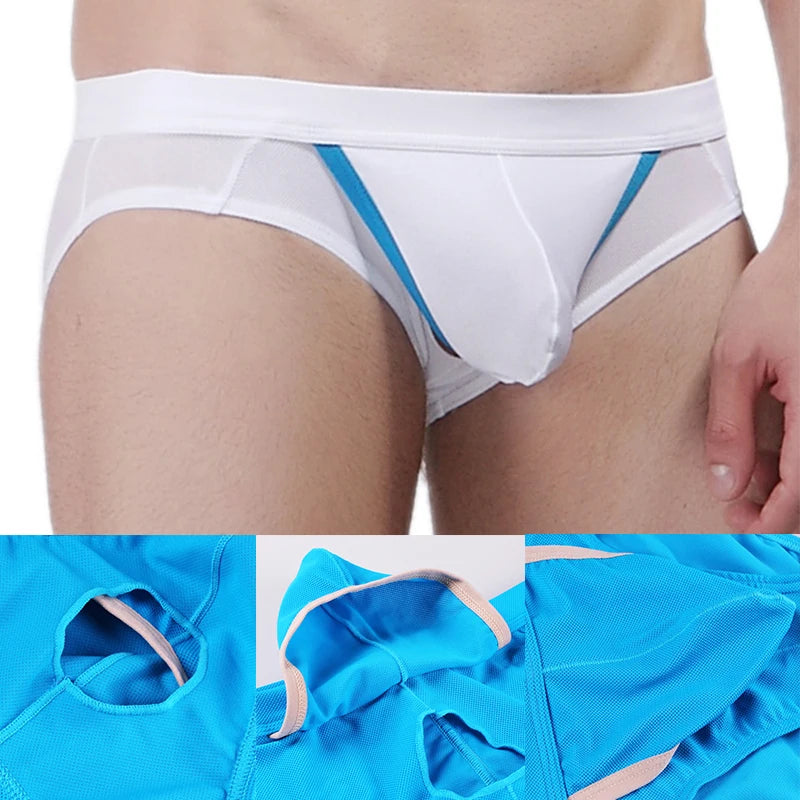 Open Front Pouch Hollow Out Briefs