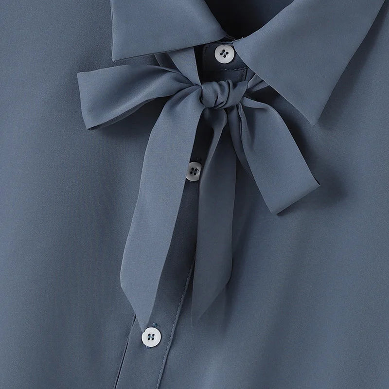 Solid Color Bow Knot Polo Shirt