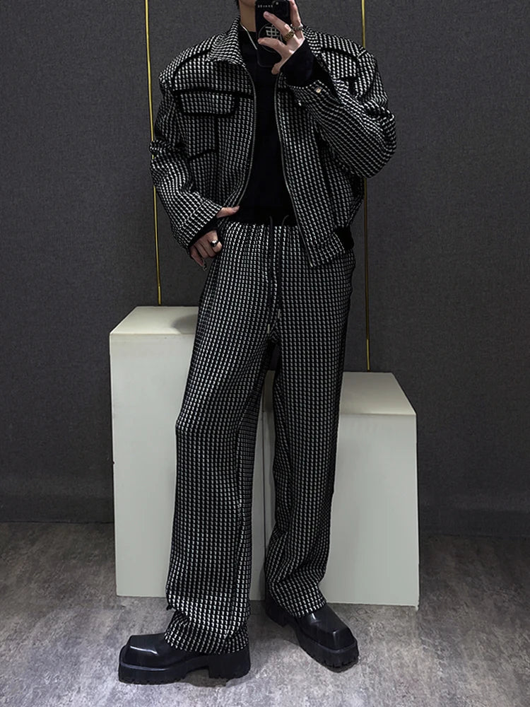 Lattice Pattern Jacket Pants Set