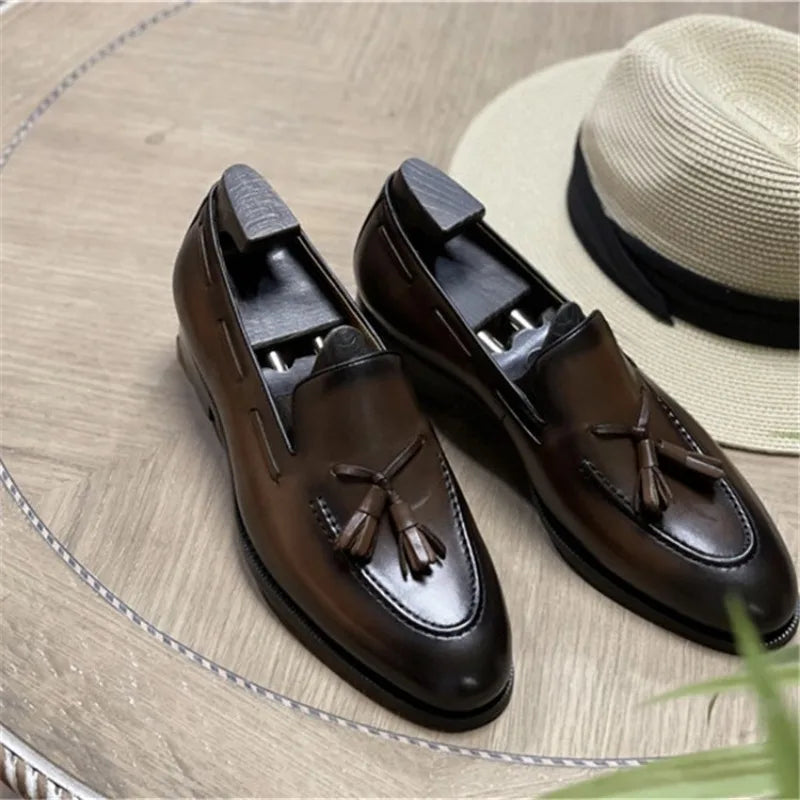 Vintage Slip-On Tassels Leather Loafers