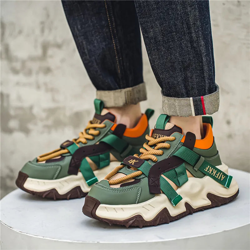 Color Blocking Thick Sole Canvas Sneakers