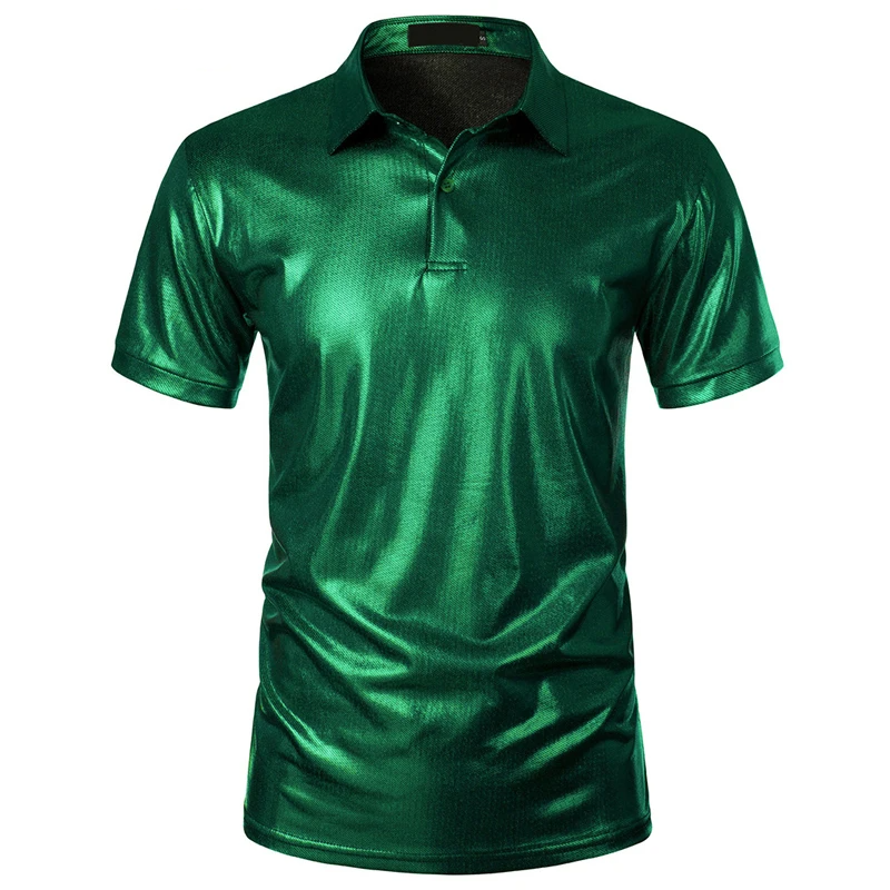 Solid Metallic Short Sleeve Polo Shirt