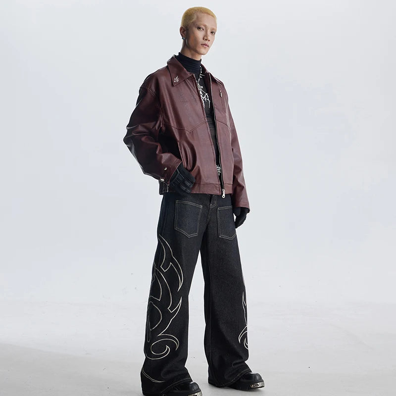 Personalized Embroidery Pattern Leather Jacket