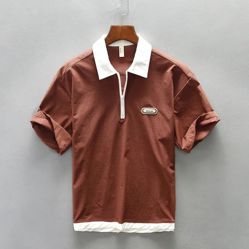 Casual Solid Turn-Down Collar Polo Shirt